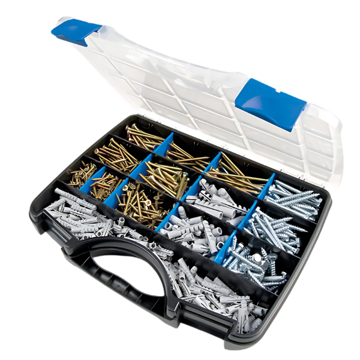 Coffret PRO vis VBA TF + TH + chevilles 670 pièces