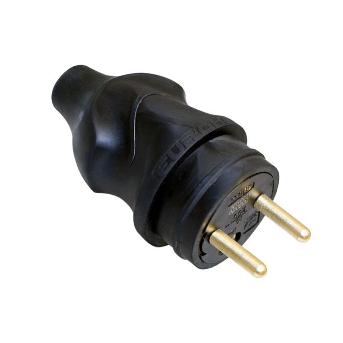 Prise mâle 2 pôles + Terre 16 A 230V caoutchouc