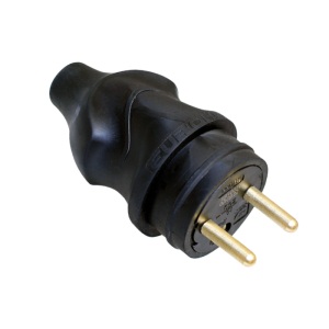 Prise mâle 2 pôles + Terre 16 A 230V caoutchouc