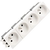 Bloc de 4 prises 2P+T 45X45mm