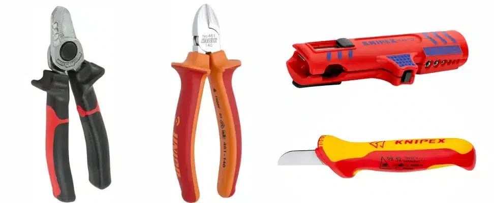 Visuel de différents outils de coupe et de dénudage.